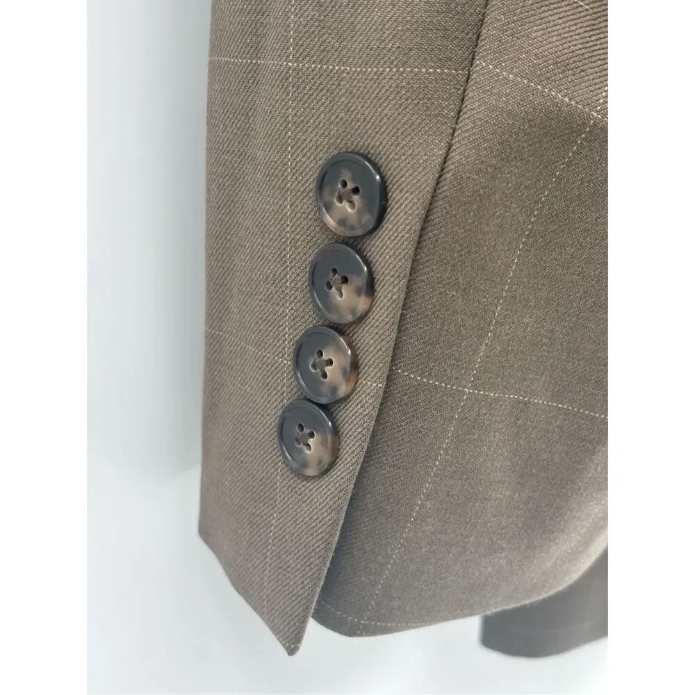 Jos. A Bank Blazer Travelers Collection Tailored‎ Fit  Men 42R Brown Check Wool